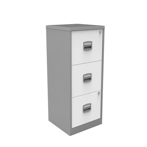Bisley 3 Drawer A4 Personal Filer | Silver/White