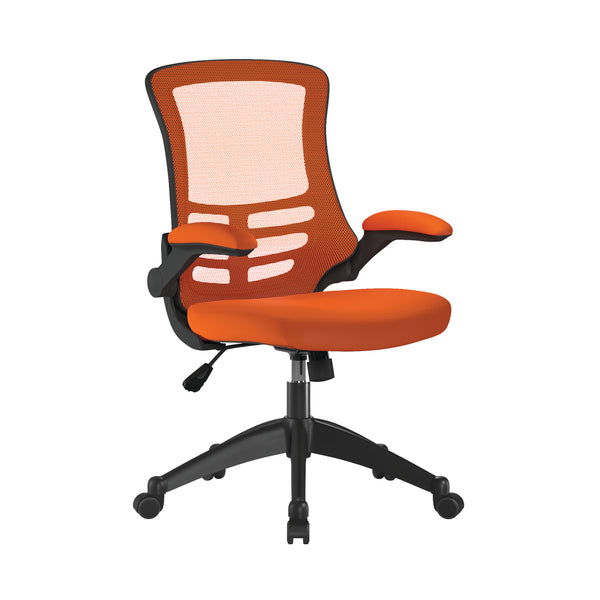 Luna Designer Mesh Back Chair with Black Frame and Convenient Folding Arms