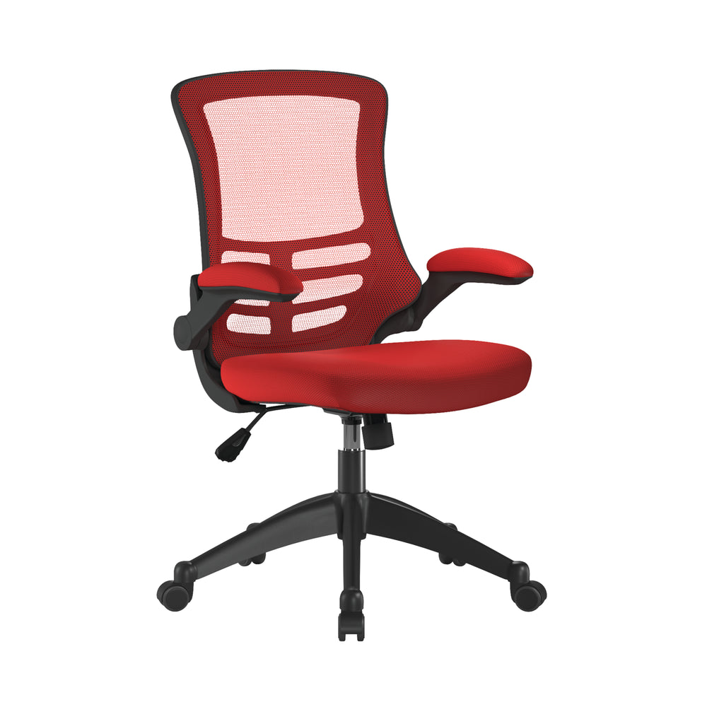 Luna Designer Mesh Back Chair with Black Frame and Convenient Folding Arms