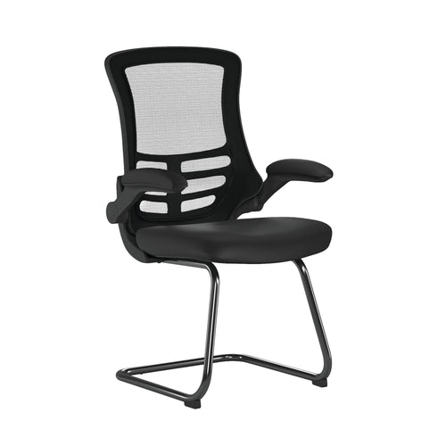 Luna Best Selling Designer Cantilever Black Framed Mesh Chair with Folding Arms