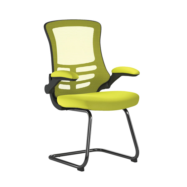 Luna Best Selling Designer Cantilever Black Framed Mesh Chair with Folding Arms