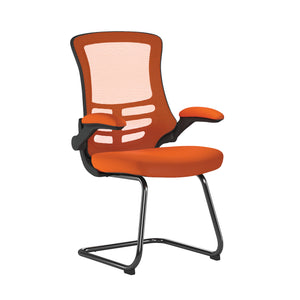 Luna Best Selling Designer Cantilever Black Framed Mesh Chair with Folding Arms