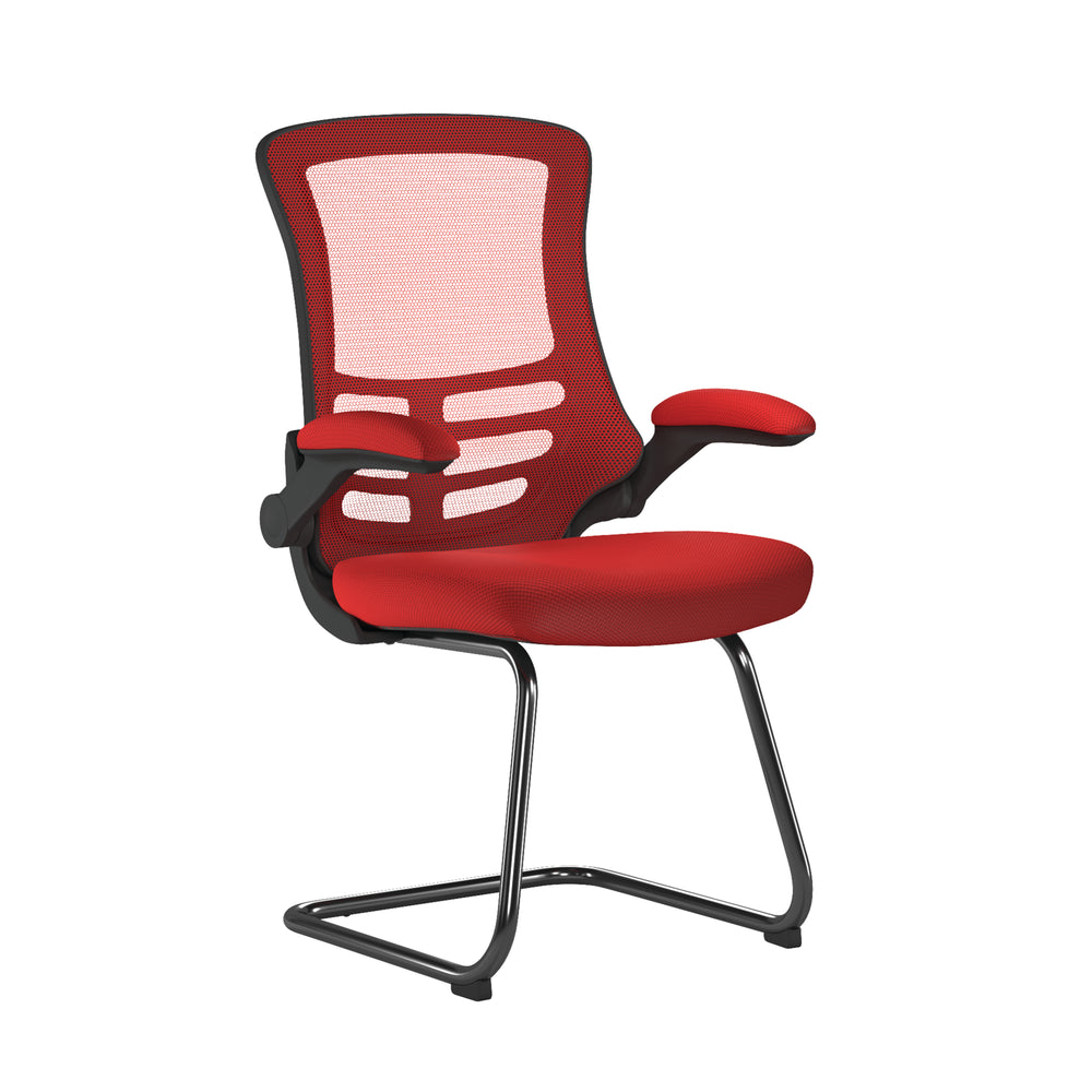 Luna Best Selling Designer Cantilever Black Framed Mesh Chair with Folding Arms