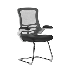 Luna Best Selling Designer Cantilever White Framed Mesh Chair with Folding Arms