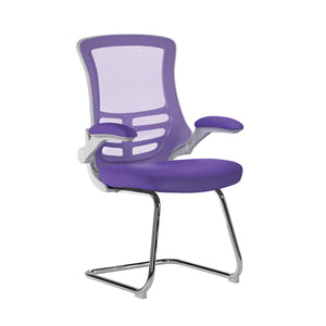 Luna Best Selling Designer Cantilever White Framed Mesh Chair with Folding Arms