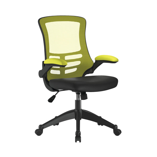 Luna Designer Mesh Back Chair with Black Frame and Convenient Folding Arms