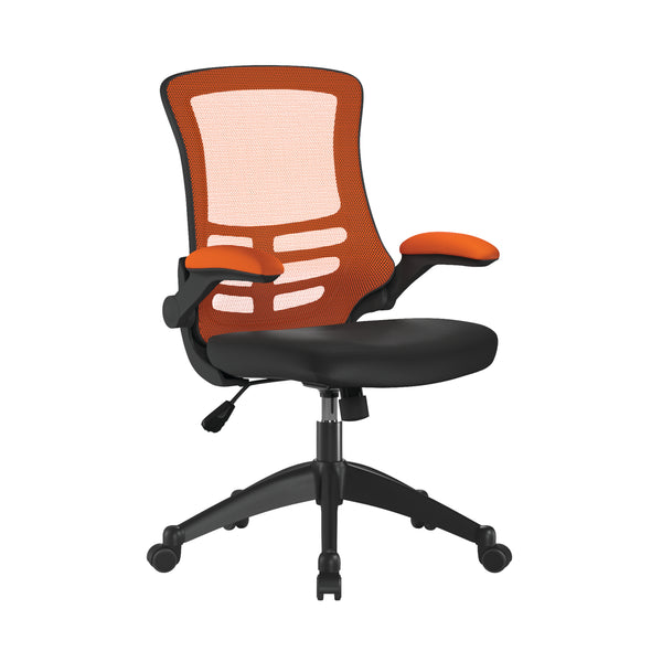 Luna Designer Mesh Back Chair with Black Frame and Convenient Folding Arms
