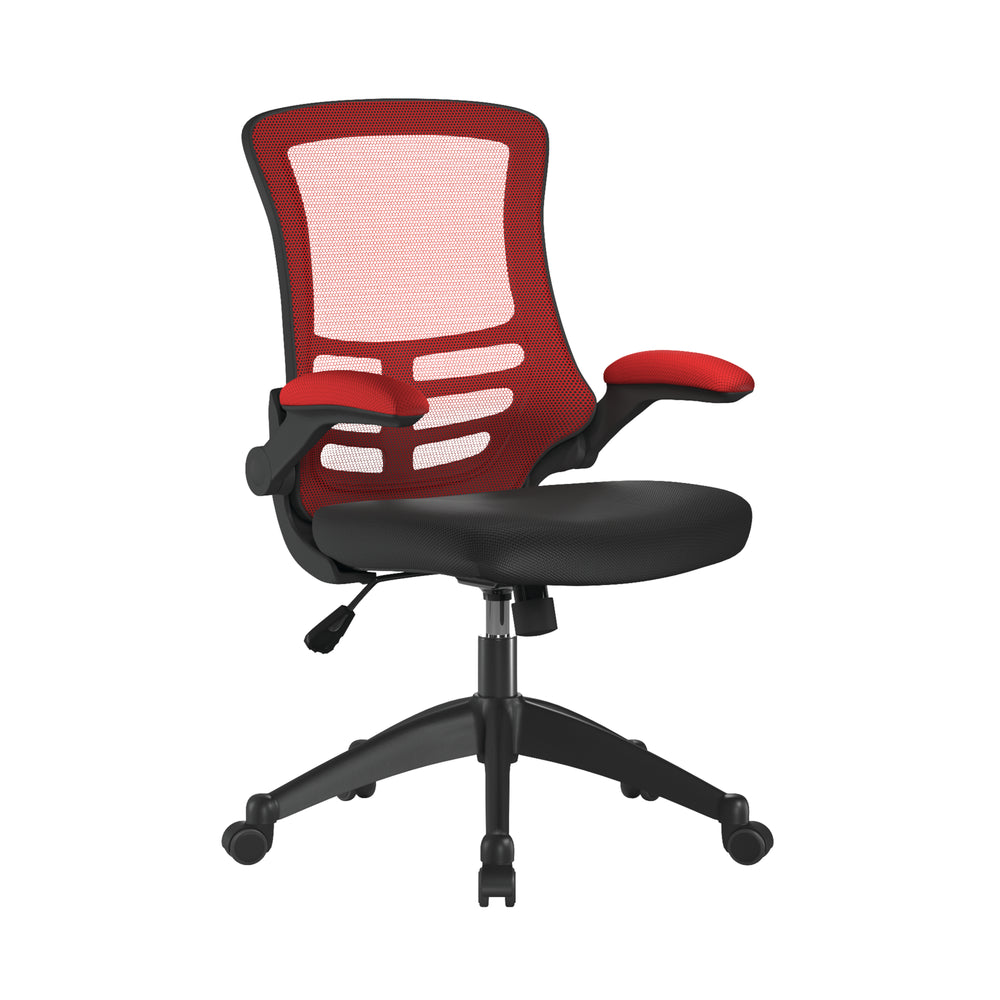 Luna Designer Mesh Back Chair with Black Frame and Convenient Folding Arms