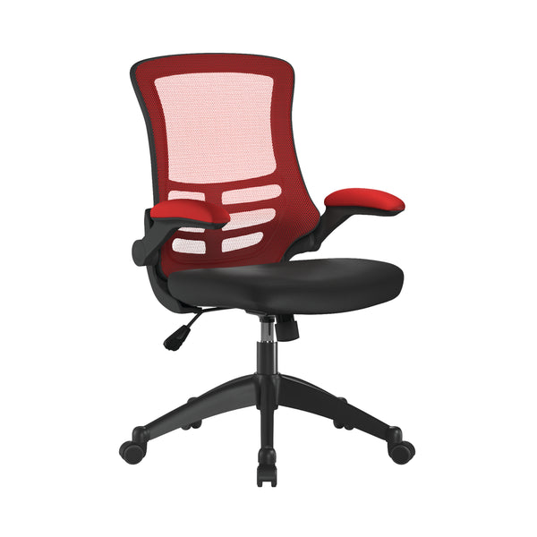 Luna Designer Mesh Back Chair with Black Frame and Convenient Folding Arms
