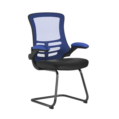 Luna Best Selling Designer Cantilever Black Framed Mesh Chair with Folding Arms