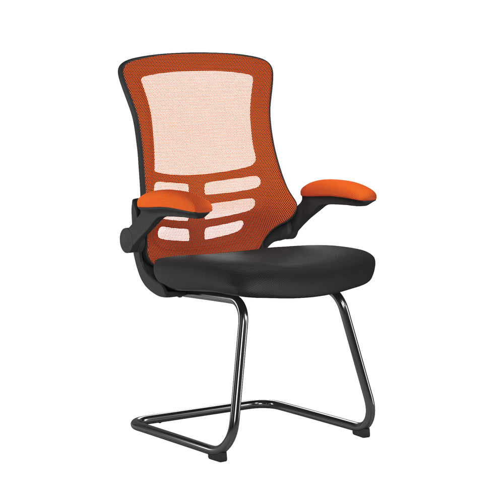 Luna Best Selling Designer Cantilever Black Framed Mesh Chair with Folding Arms