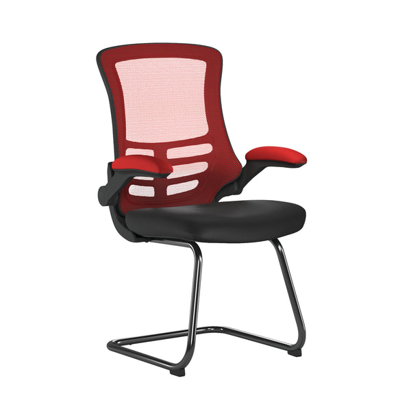 Luna Best Selling Designer Cantilever Black Framed Mesh Chair with Folding Arms