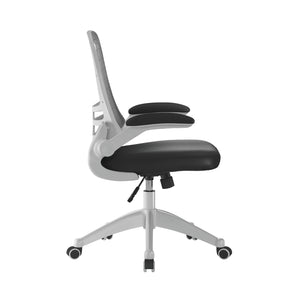 Luna Designer Mesh Back Chair with White Frame and Convenient Folding Arms