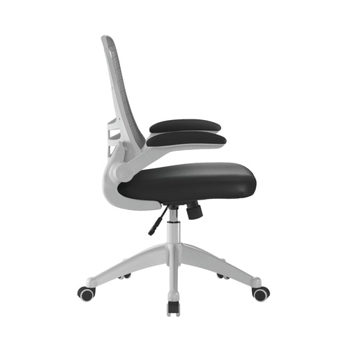Luna Designer Mesh Back Chair with White Frame and Convenient Folding Arms