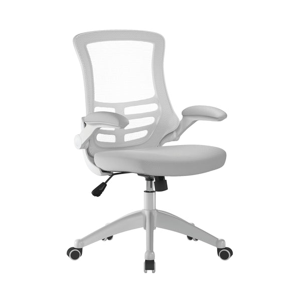Luna Designer Mesh Back Chair with White Frame and Convenient Folding Arms