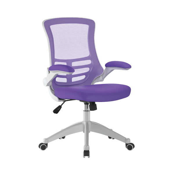 Luna Designer Mesh Back Chair with White Frame and Convenient Folding Arms