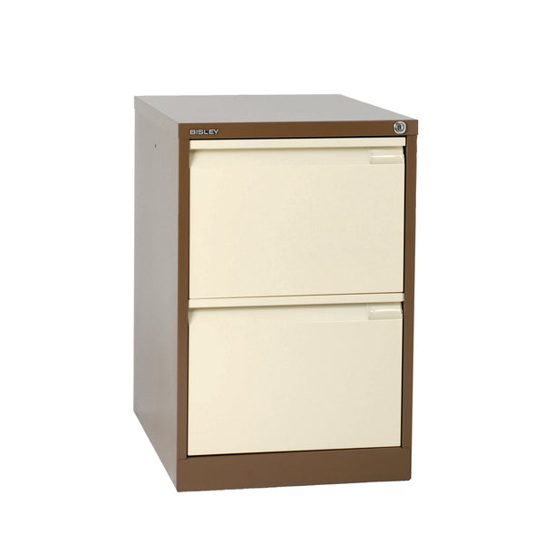 Bisley 2 Drawer Classic Steel Filing Cabinet | Coffee/Cream