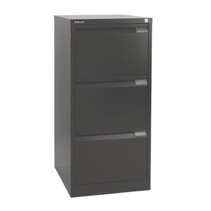 Bisley 3 Drawer Classic Steel Filing Cabinet | Black