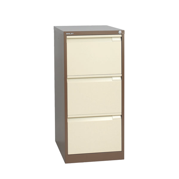Bisley 3 Drawer Classic Steel Filing Cabinet | Coffee/Cream