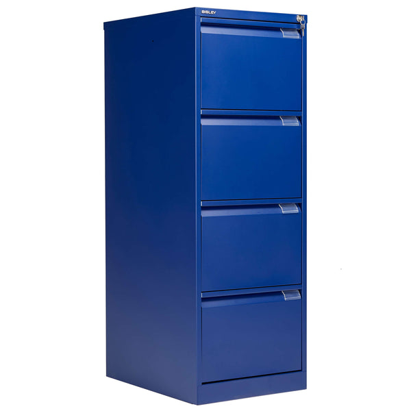 Bisley 4 Drawer Classic Steel Filing Cabinet | Blue