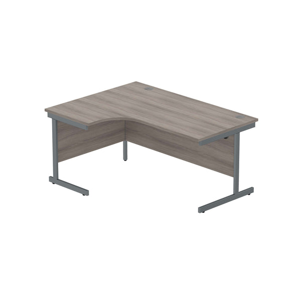 Office Left Hand Corner Desk with Steel Single Upright Cantilever Frame (FSC) | 1600X1200 | Alaskan Grey Oak/Graphite