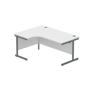 Office Left Hand Corner Desk with Steel Single Upright Cantilever Frame (FSC) | 1600X1200 | Arctic White/Graphite