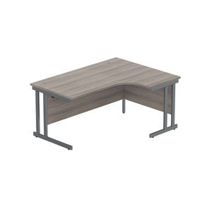 Office Right Hand Corner Desk with Steel Double Upright Cantilever Frame (FSC) | 1600X1200 | Alaskan Grey Oak/Graphite