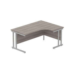 Office Right Hand Corner Desk with Steel Double Upright Cantilever Frame (FSC) | 1600X1200 | Alaskan Grey Oak/Silver