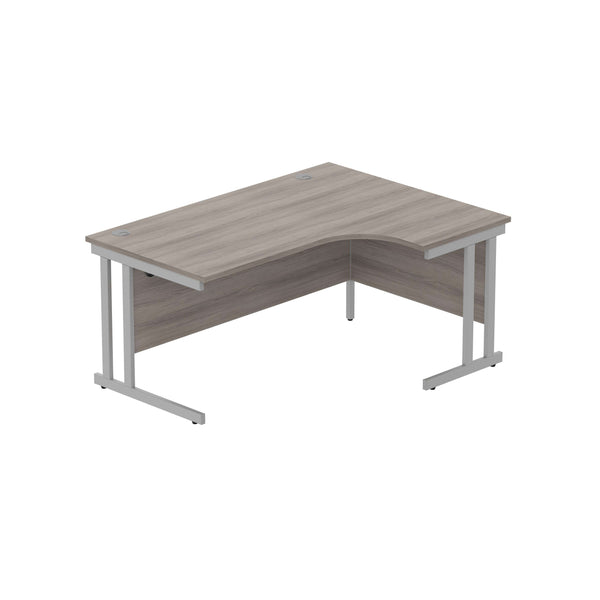 Office Right Hand Corner Desk with Steel Double Upright Cantilever Frame (FSC) | 1600X1200 | Alaskan Grey Oak/Silver