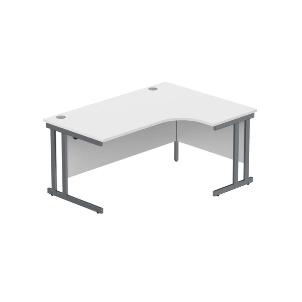 Office Right Hand Corner Desk with Steel Double Upright Cantilever Frame (FSC) | 1600X1200 | Arctic White/Graphite