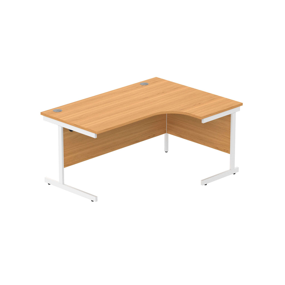Office Right Hand Corner Desk with Steel Single Upright Cantilever Frame (FSC) | 1600X1200 | Norwegian Beech/White
