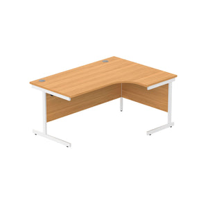 Office Right Hand Corner Desk with Steel Single Upright Cantilever Frame (FSC) | 1600X1200 | Norwegian Beech/White