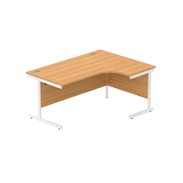 Office Right Hand Corner Desk with Steel Single Upright Cantilever Frame (FSC) | 1600X1200 | Norwegian Beech/White