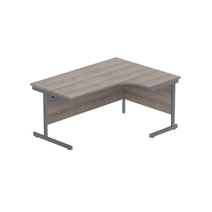 Office Right Hand Corner Desk with Steel Single Upright Cantilever Frame (FSC) | 1600X1200 | Alaskan Grey Oak/Graphite