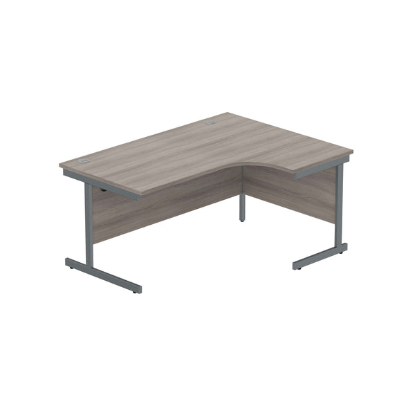 Office Right Hand Corner Desk with Steel Single Upright Cantilever Frame (FSC) | 1600X1200 | Alaskan Grey Oak/Graphite