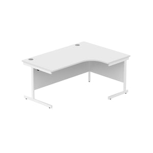 Office Right Hand Corner Desk with Steel Single Upright Cantilever Frame (FSC) | 1600X1200 | Arctic White/White