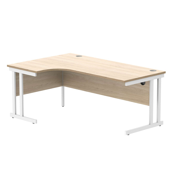Office Left Hand Corner Desk with Steel Double Upright Cantilever Frame (FSC) | 1800X1200 | Canadian Oak/White