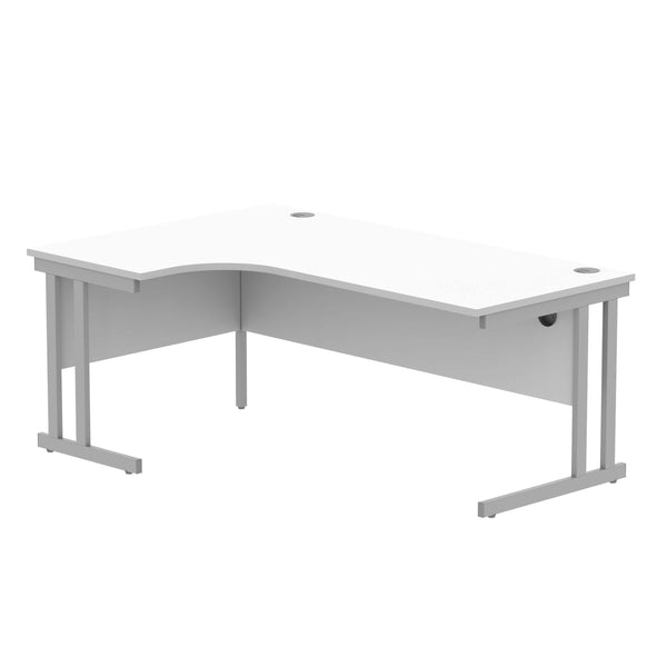 Office Left Hand Corner Desk with Steel Double Upright Cantilever Frame (FSC) | 1800X1200 | Arctic White/Silver