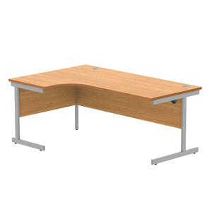 Office Left Hand Corner Desk with Steel Single Upright Cantilever Frame (FSC) | 1800X1200 | Norwegian Beech/Silver