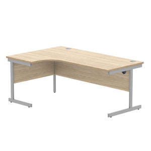 Office Left Hand Corner Desk with Steel Single Upright Cantilever Frame (FSC) | 1800X1200 | Canadian Oak/Silver