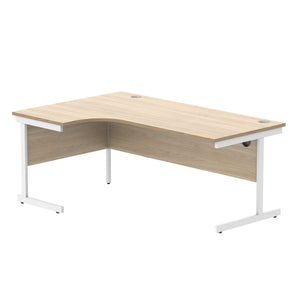 Office Left Hand Corner Desk with Steel Single Upright Cantilever Frame (FSC) | 1800X1200 | Canadian Oak/White