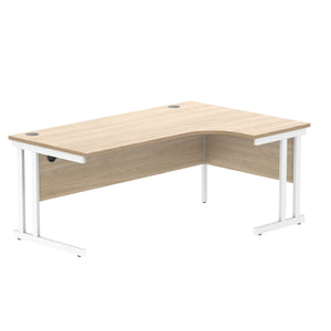 Office Right Hand Corner Desk with Steel Double Upright Cantilever Frame (FSC) | 1800X1200 | Oak/White