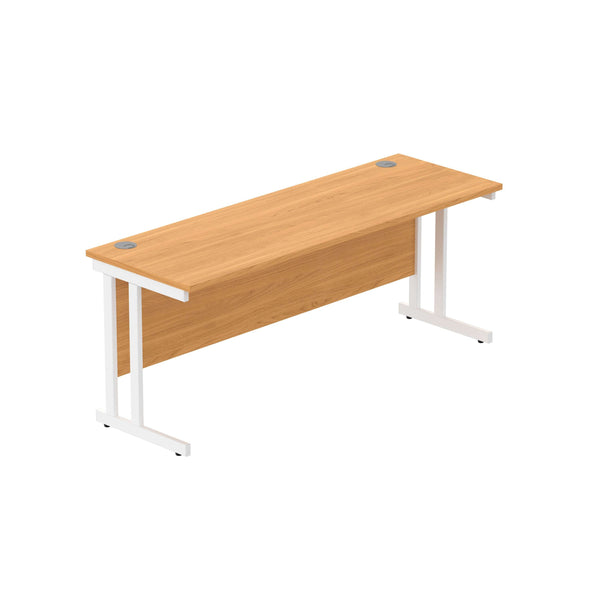 Office Rectangular Desk with Steel Double Upright Cantilever Frame (FSC) | 1800X600 | Norwegian Beech/White