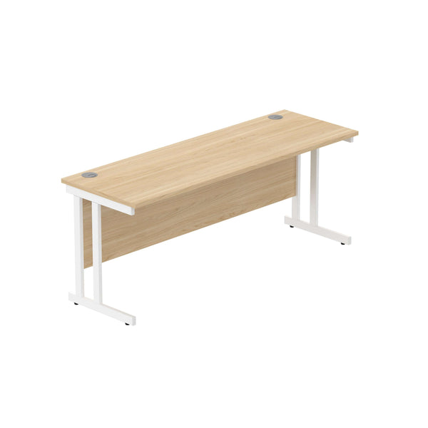 Office Rectangular Desk with Steel Double Upright Cantilever Frame (FSC) | 1800X600 | Canadian Oak/White