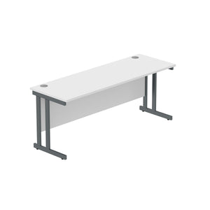 Office Rectangular Desk with Steel Double Upright Cantilever Frame (FSC) | 1800X600 | Arctic White/Graphite