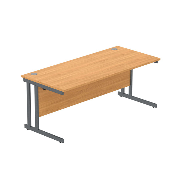 Office Rectangular Desk with Steel Double Upright Cantilever Frame (FSC) | 1800X800 | Norwegian Beech/Graphite