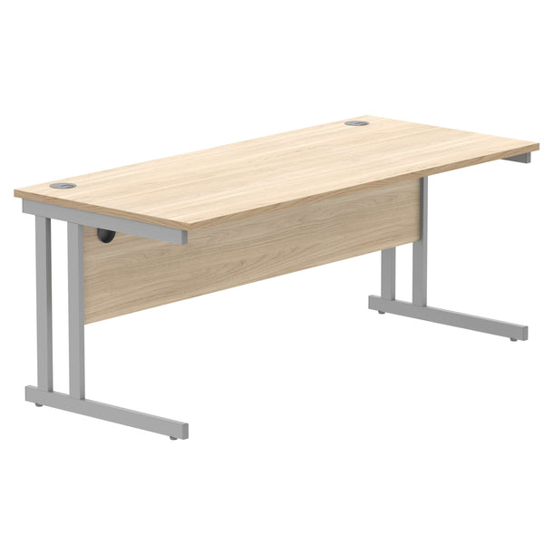 Office Rectangular Desk with Steel Double Upright Cantilever Frame (FSC) | 1800X800 | Canadian Oak/Silver