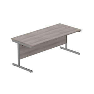 Office Rectangular Desk with Steel Single Upright Cantilever Frame (FSC) | 1800X800 | Alaskan Grey Oak/Graphite