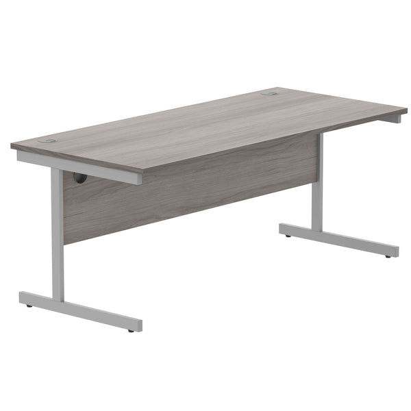 Office Rectangular Desk with Steel Single Upright Cantilever Frame (FSC) | 1800X800 | Alaskan Grey Oak/Silver