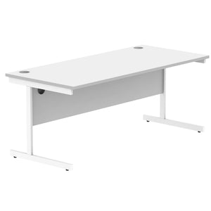 Office Rectangular Desk with Steel Single Upright Cantilever Frame (FSC) | 1800X800 | Arctic White/White